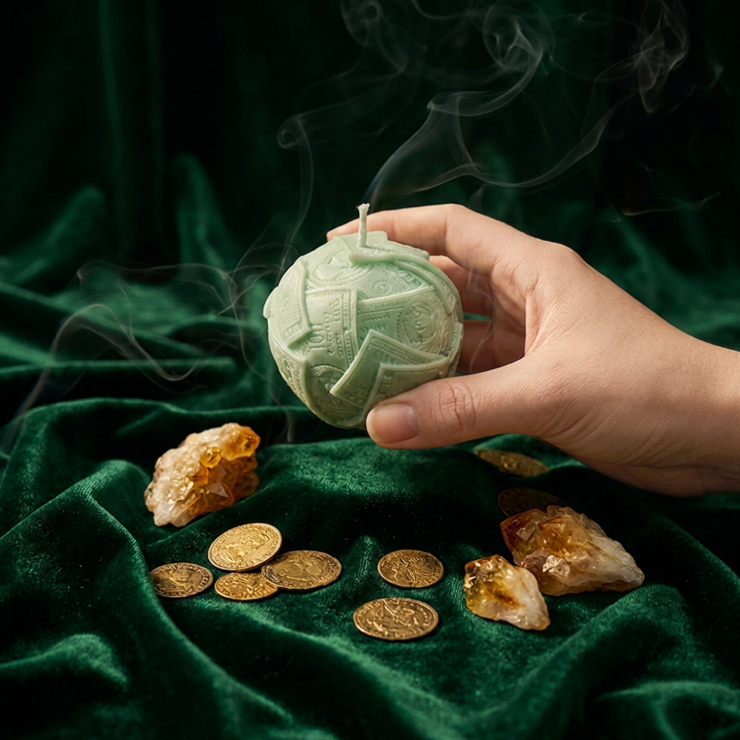 Money Ball Manifestation Candle | Dollar Sphere Soy Candle - Rituel Riche