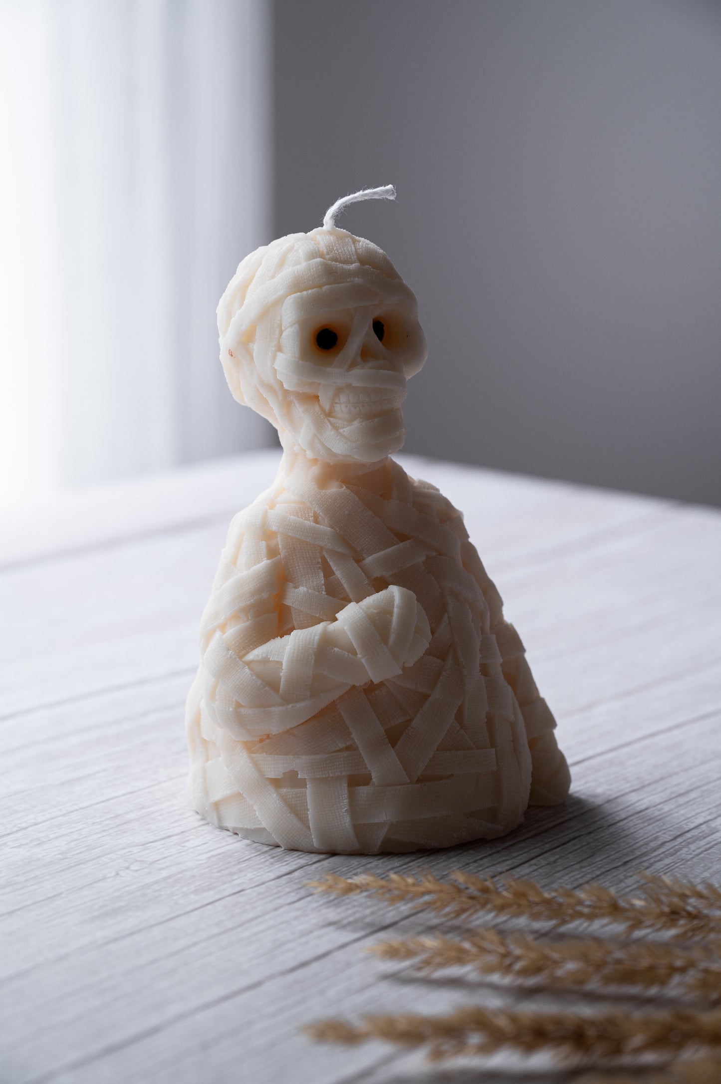 Halloween Skeleton Candle – handmade soy wax gothic portrait skull décor