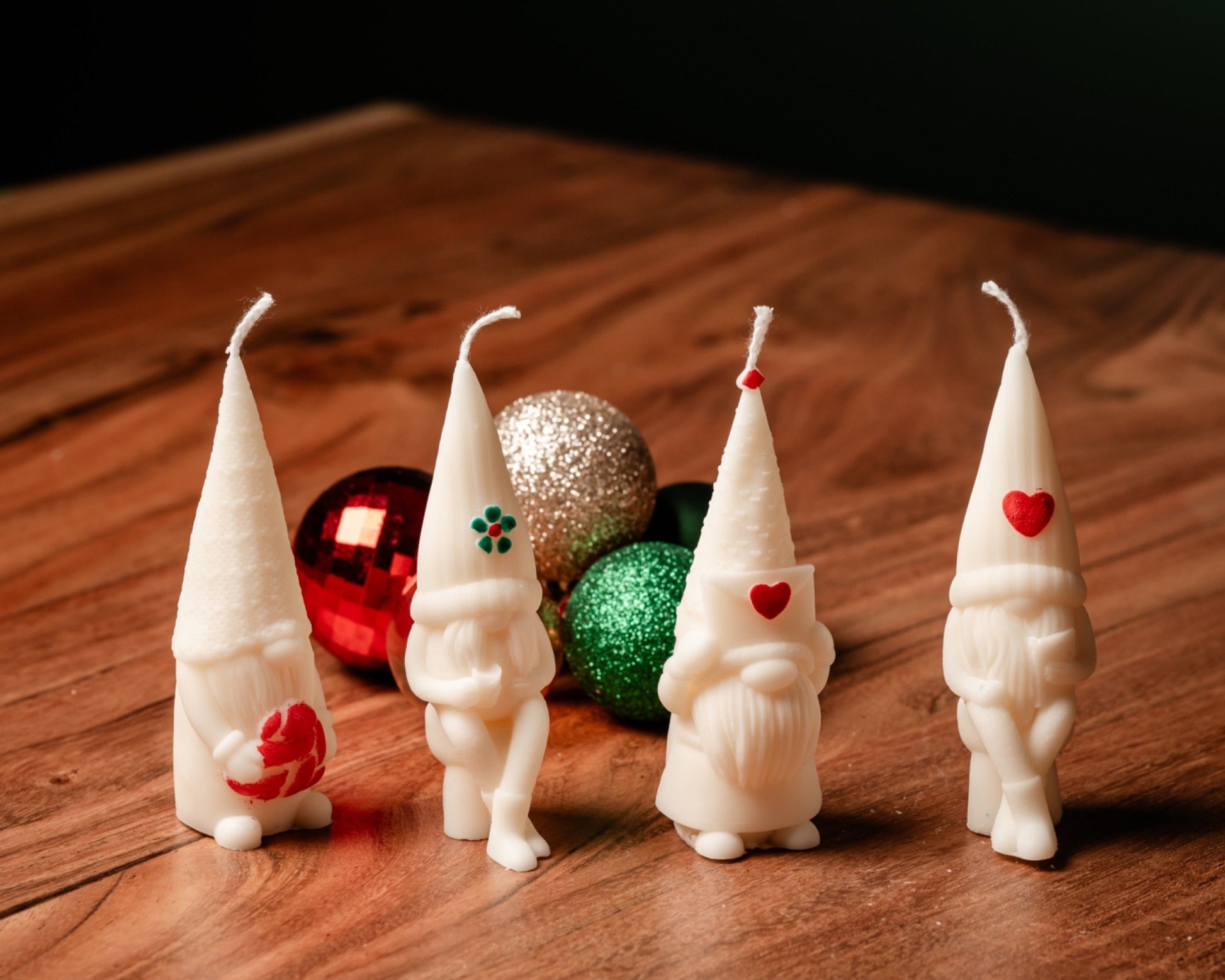 Mini Santa Candle Set of 4 – Faceless Dwarf Christmas Candles
