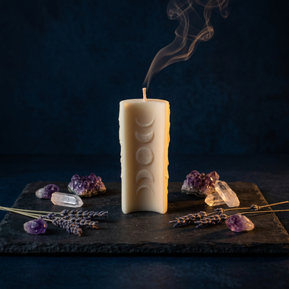 Lunar Cycle Sculptural Candle | Mystic Moon Phase Decor - Lune Mystique