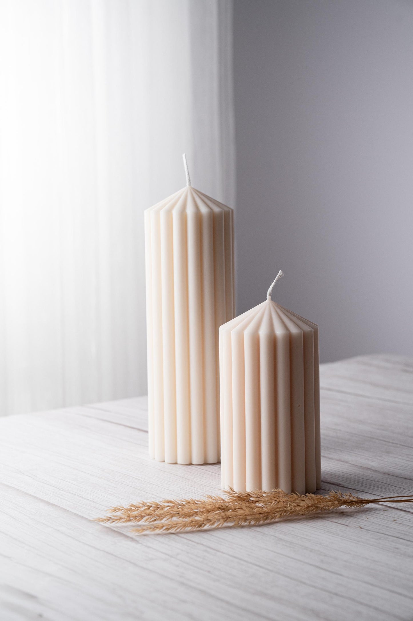 Large Pillar Candles | Ribbed Candles |