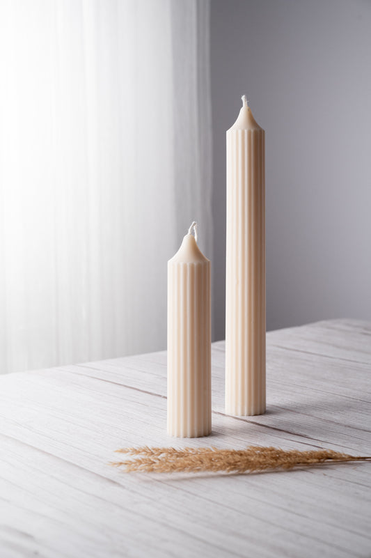 Greko Column Ribbed Candle | Ribbed Pillar Candle