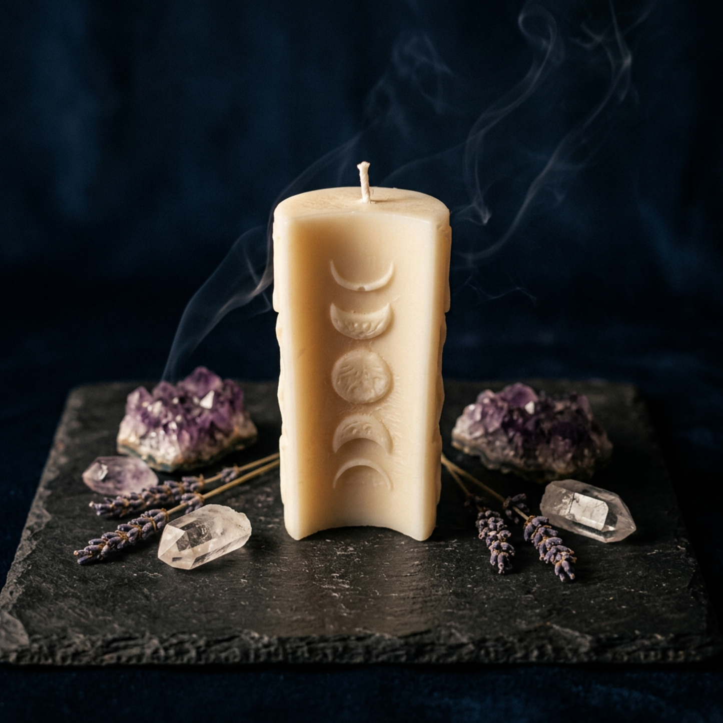 Lunar Cycle Sculptural Candle | Mystic Moon Phase Decor - Lune Mystique