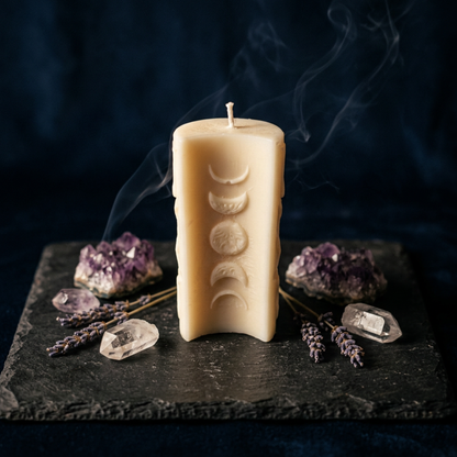 Lunar Cycle Sculptural Candle | Mystic Moon Phase Decor - Lune Mystique