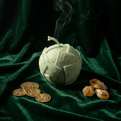 Money Ball Manifestation Candle | Dollar Sphere Soy Candle - Rituel Riche