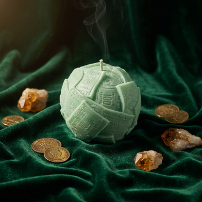 Money Ball Manifestation Candle | Dollar Sphere Soy Candle - Rituel Riche