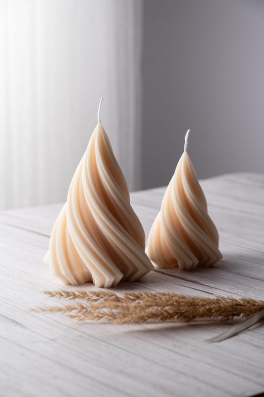 Wave Twirl Candle – Olive Wax Geometric Decorative Candle