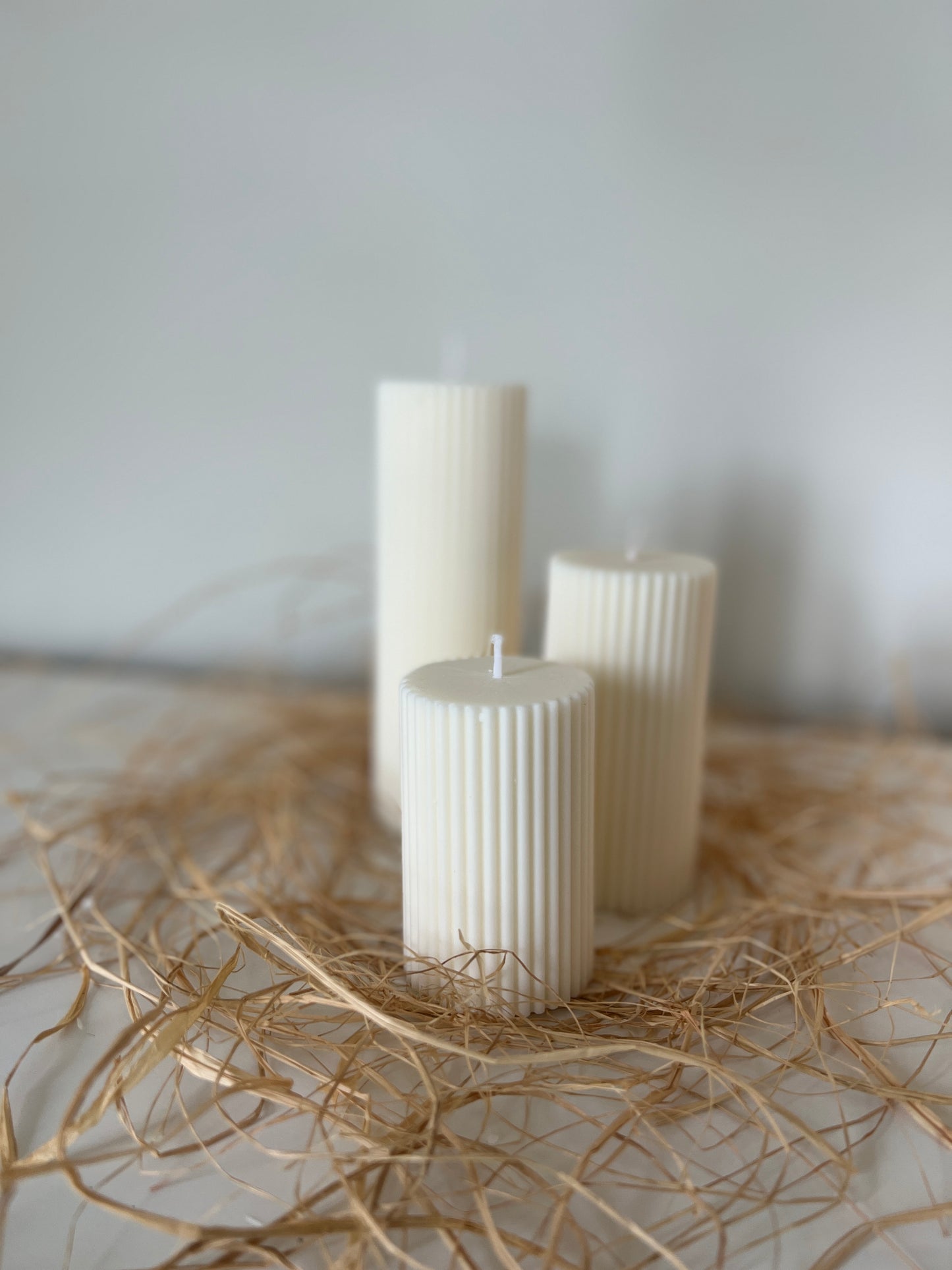 Ribbed Pillar Candle | Decorative Candle