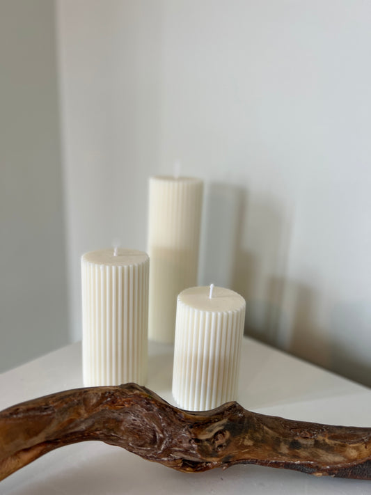 Ribbed Pillar Candle | Decorative Candle