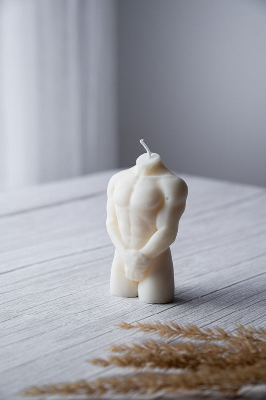 Naked Man Body Candle handcrafted from vegan soy wax in Canada