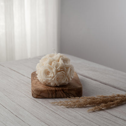 Eco-friendly rose flower ball candle, vegan and paraffin-free