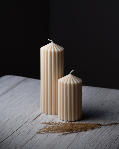Large Pillar Candles | Ribbed Candles |