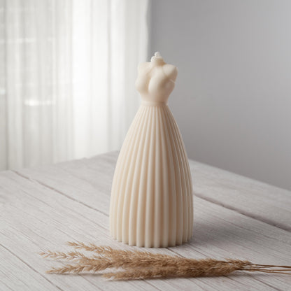 Sculptural soy wax bridal candle, eco-friendly decorative piece
