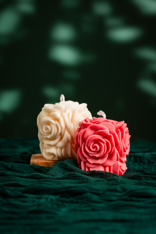 Rose Rosy Candle –  Elegant Floral Sculpture