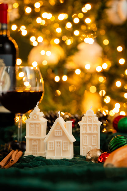 Country Style House Candle Set of 3 – Christmas Décor