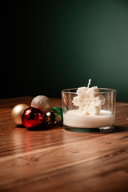 Snowflake Glow: Winter Candle in Glass Jar