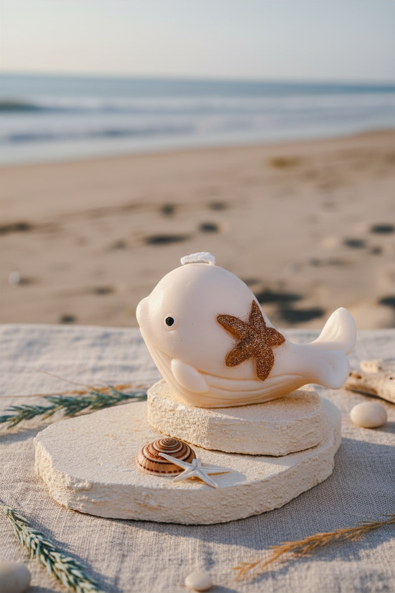 Whale Sculpted Candle | Coastal Ocean Soy Candle - Aqua Élan