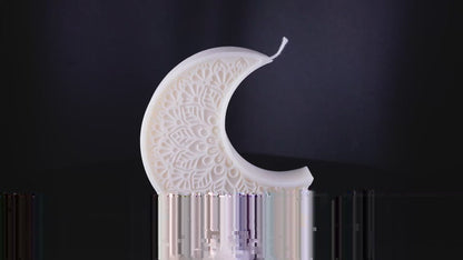 Mandala Crescent Moon & Star Candle | Aesthetic Decoration